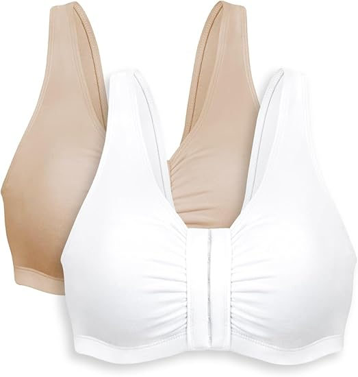 Bestform 5006014 Comfortable Unlined Wireless Cotton Stretch Sports Bra with Front Closure