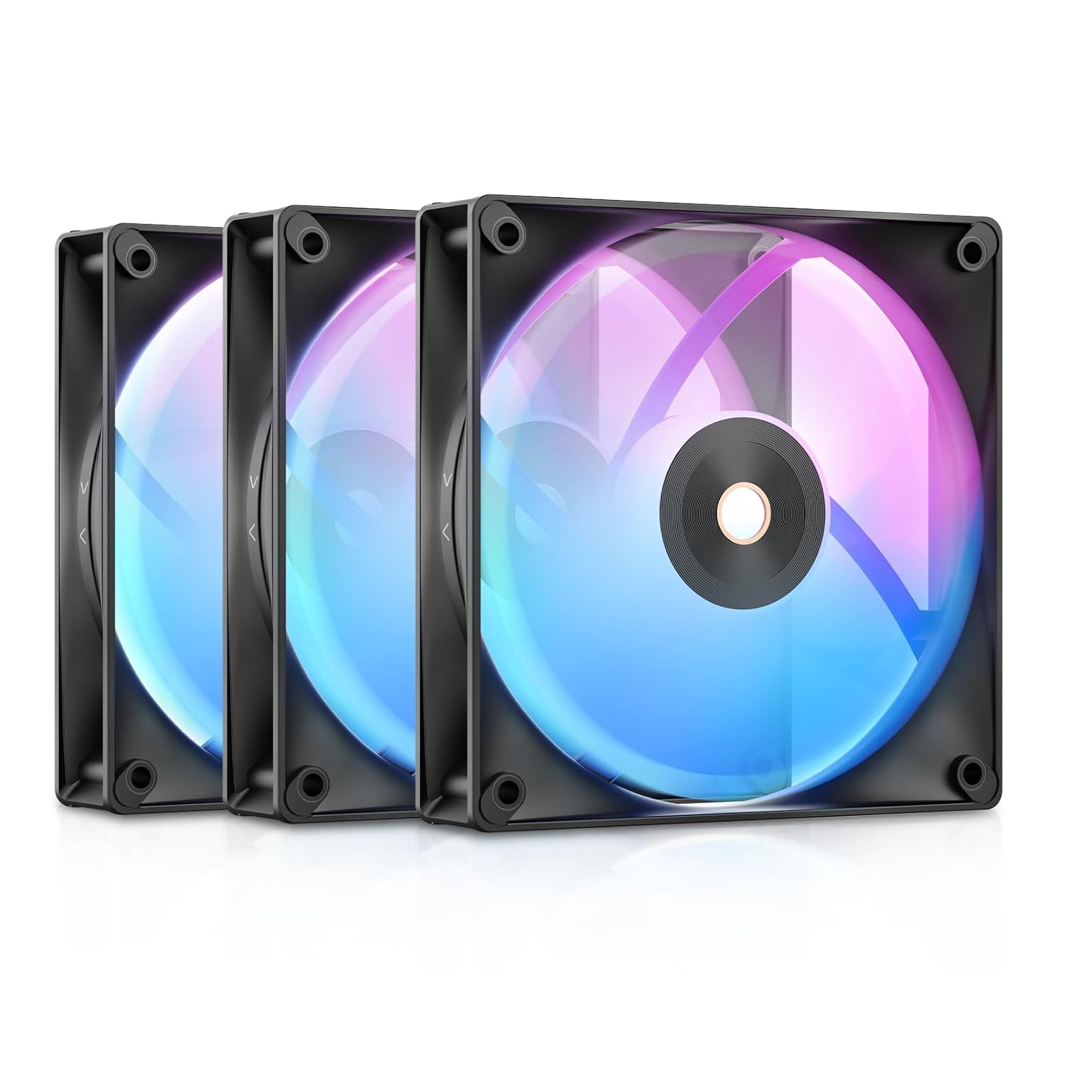 ​​Ocypus Delta F12 ARGB 120mm PC Case Fan, Up to 2000RPM High Airflow, 4-Pin PWM Control Computer Cooling Fan, Low-Noise & Hydraulic Bearing (Black-3PCS)​