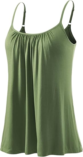 Rosyline Camisole for Women with Built in Bra Flowy Swing Tank Tops with Adjustable Strap S-4XL