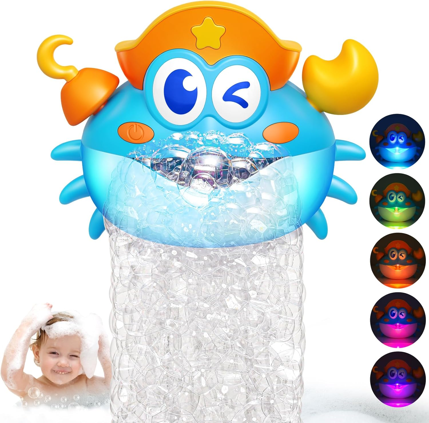 Bath Toys,Light Up Baby Bath Toys Bath Bubble Machine with Colourful RGB Light Great Birthday for Toddler Boys and Girls Tub Toy for Kids Ages 1-3 4-8
