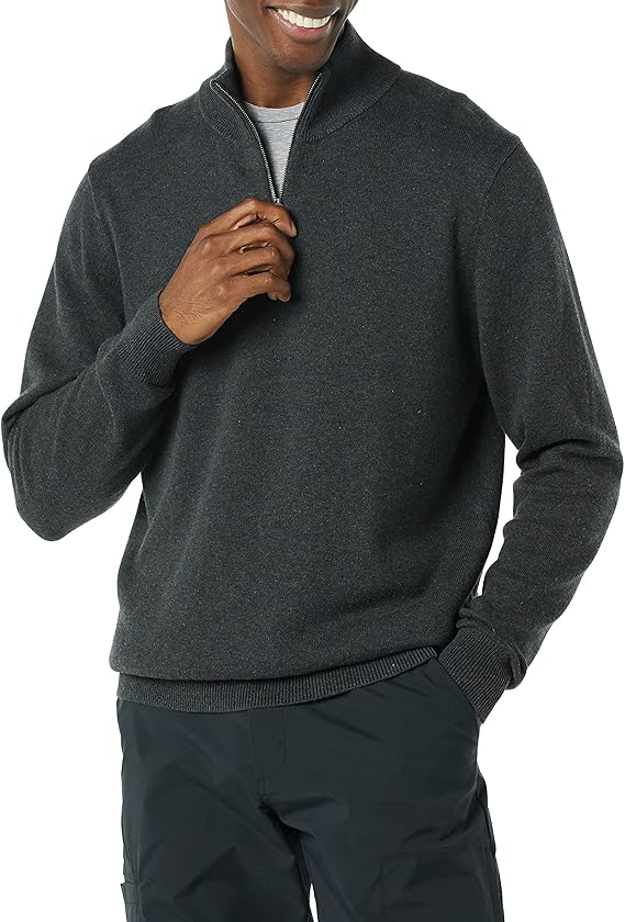 Amazon Essentials Men's 100% Cotton Quarter-Zip Sweater