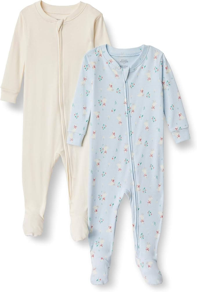 Amazon Essentials x Sofia Grainge Unisex Babies' Snug-Fit Cotton Footed Pajamas