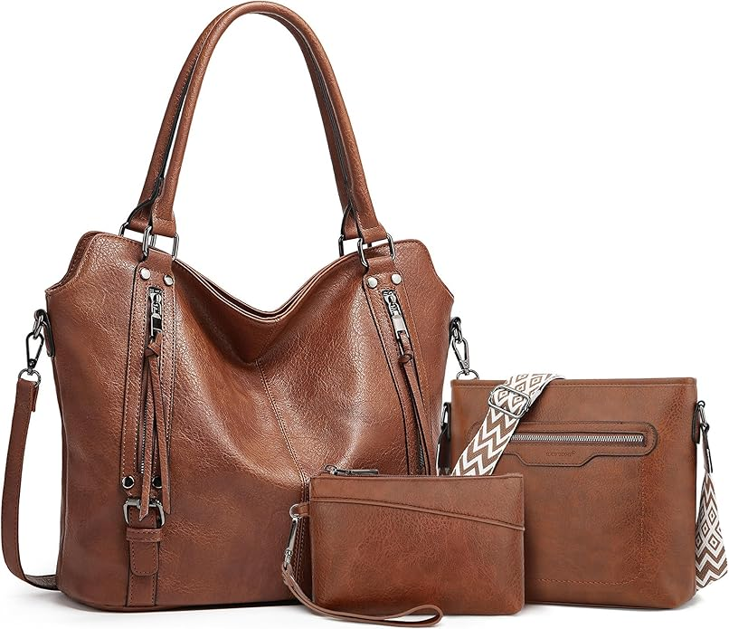 TANTOMI Tote Handbags for Women, Crossbody Bags Set Large Leather Purse Shoulder Handbags with Wallet Adjustable Straps