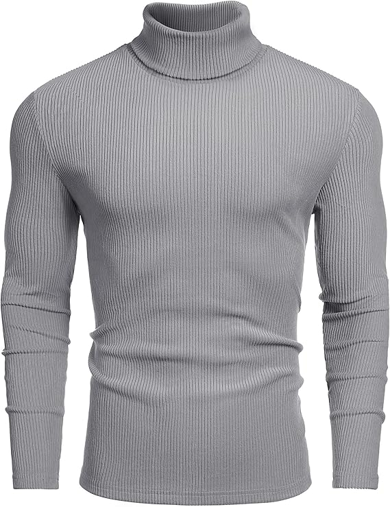 COOFANDY Men's Ribbed Turtleneck Sweater Casual Basic Long Sleeve Knitted Pullover Sweater